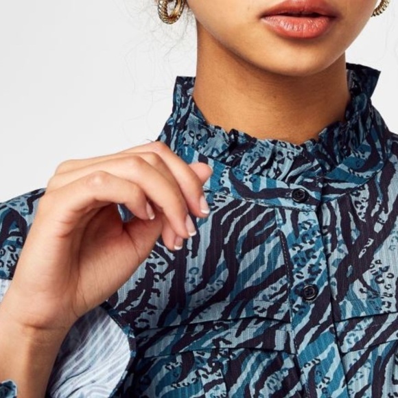 Anthropologie See U Soon Green Black Animal Print Blouse - Size Small - Picture 4 of 16